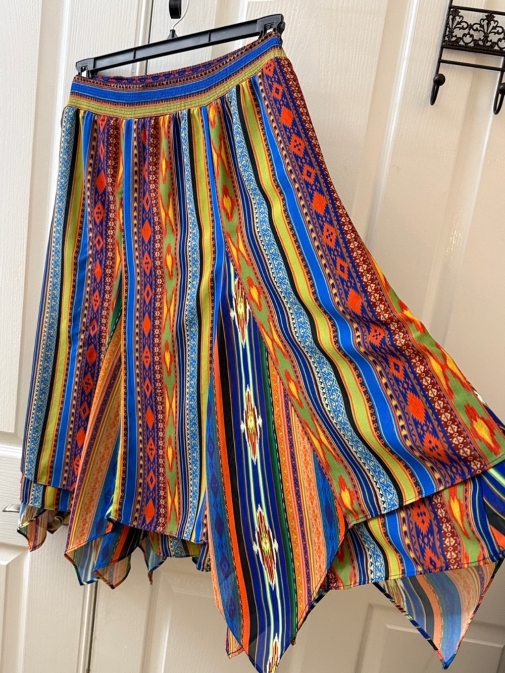 Soft Surroundings Vibrant Multicolor Stripe Asymmetrical Skirt - Picture 3 of 5